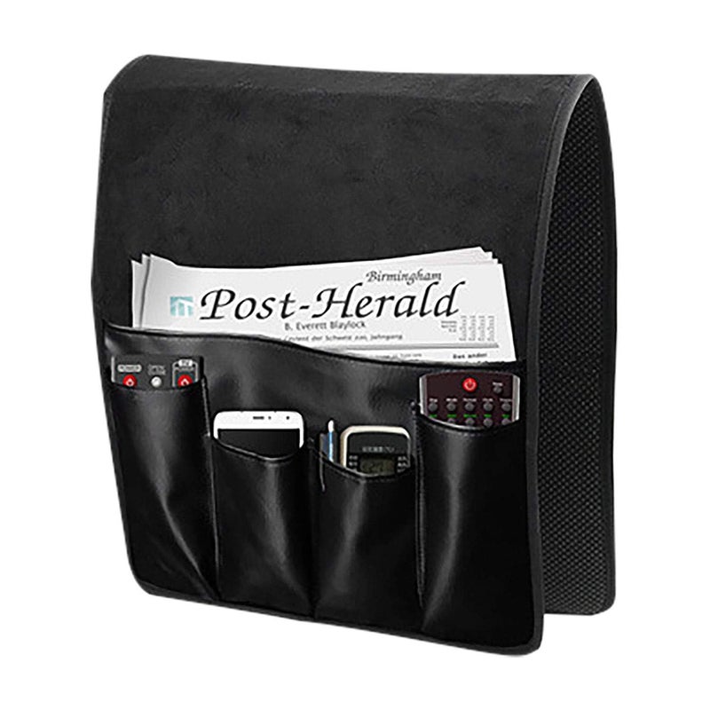 IPENNY No-slip Leather Sofa Couch Remote Control Holder Chair Armrest Caddy Pocket Organizer Storage Bag for Cellphone Tablet Notepad Book Magazines DVD Eyewears Drinker Snacks Holder Pouch - Image 3